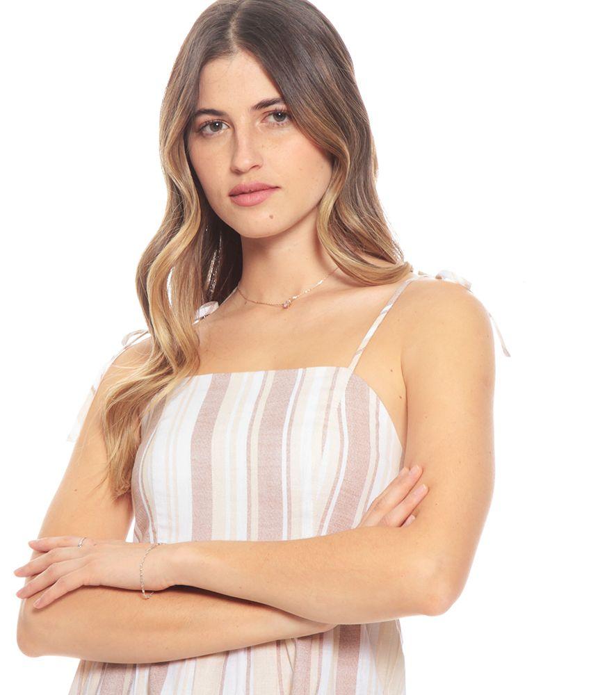 Vestido Sin Manga Tirantes Amarrados Estampado Escote Cuadrado-2