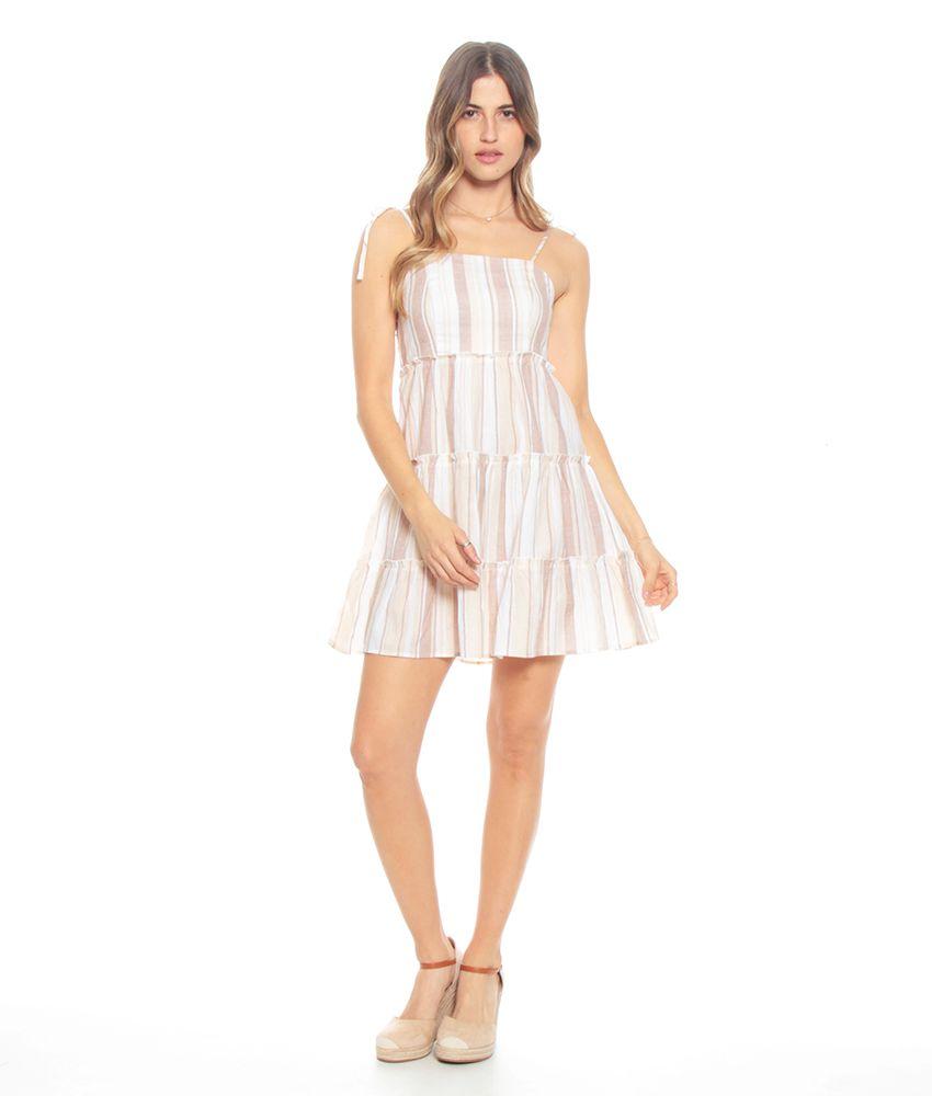 Vestido Sin Manga Tirantes Amarrados Estampado Escote Cuadrado-3