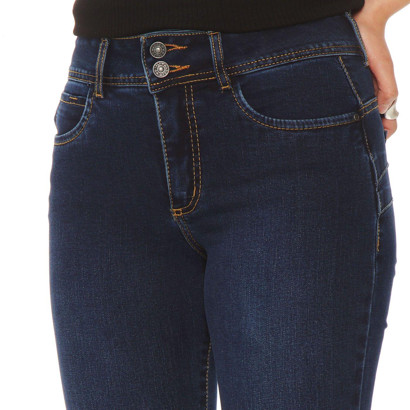 Jeans Slim Tiro Alto Push Up Pretina Media 2 Botones-1