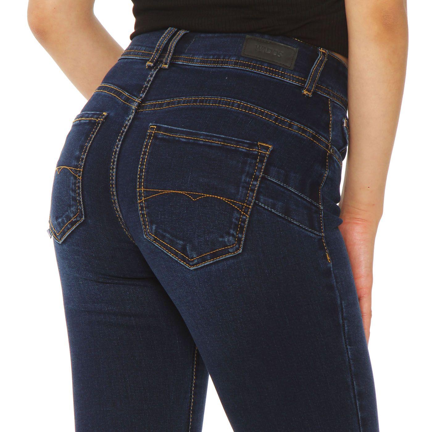 Jeans Slim Tiro Alto Push Up Pretina Media 2 Botones-5