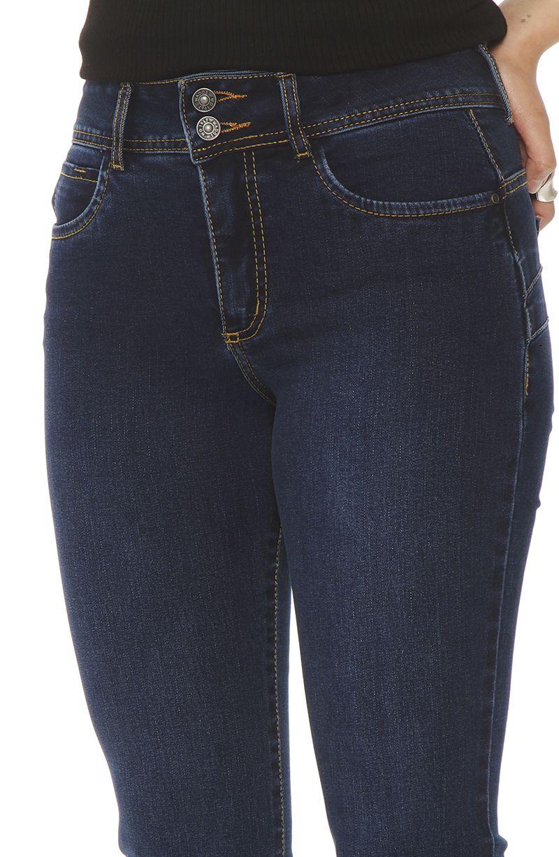 Jeans Slim Tiro Alto Push Up Pretina Media 2 Botones-1