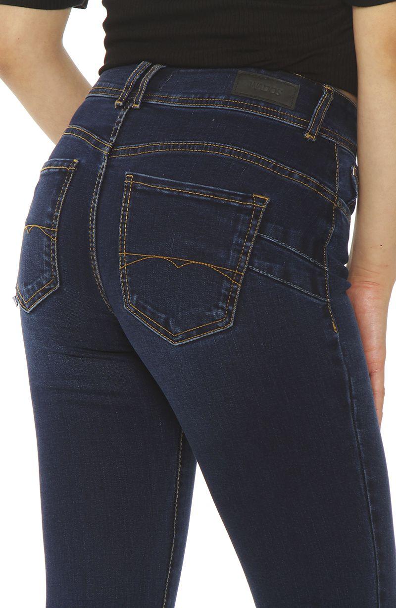 Jeans Slim Tiro Alto Push Up Pretina Media 2 Botones-4