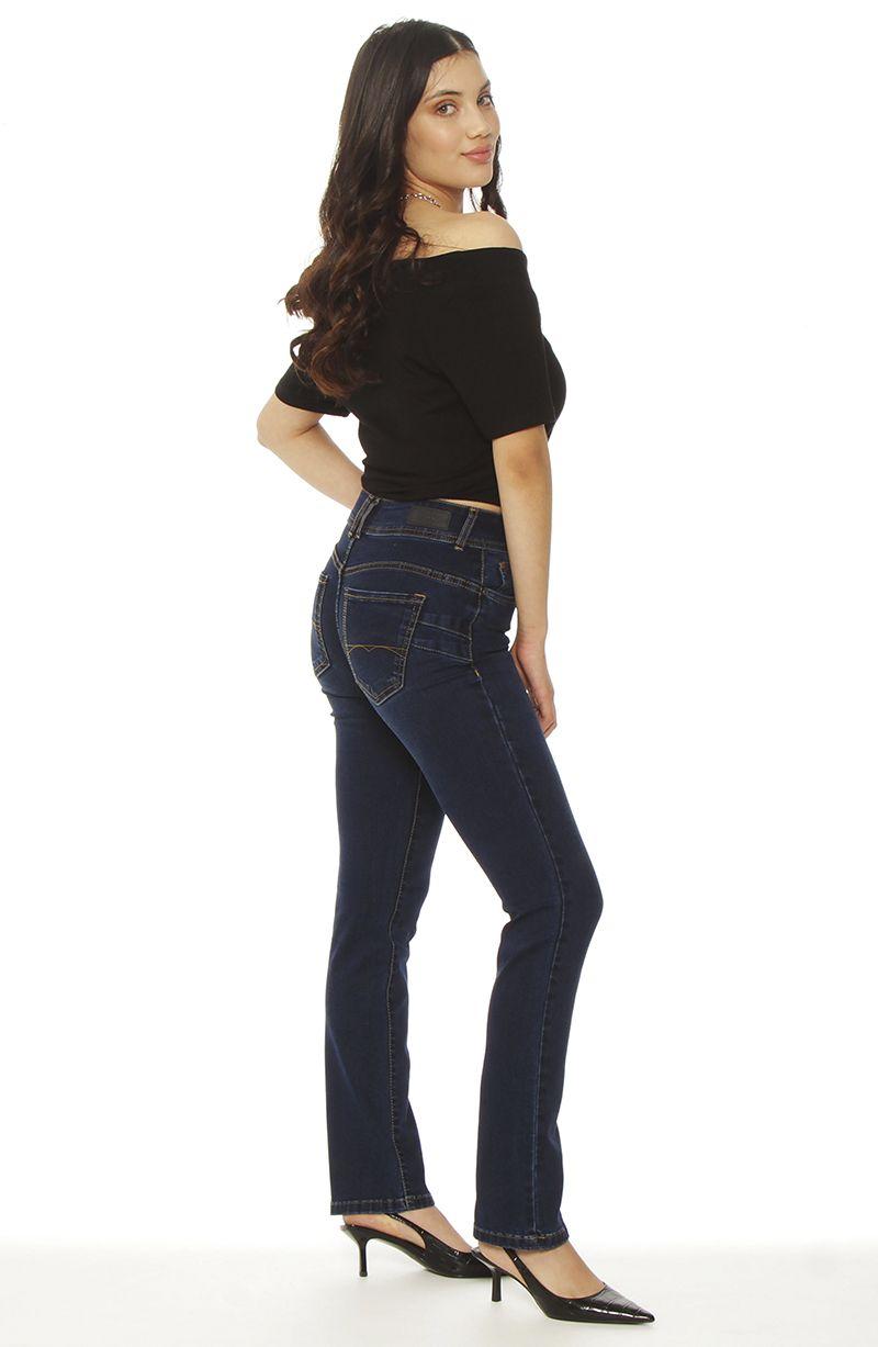 Jeans Slim Tiro Alto Push Up Pretina Media 2 Botones-6