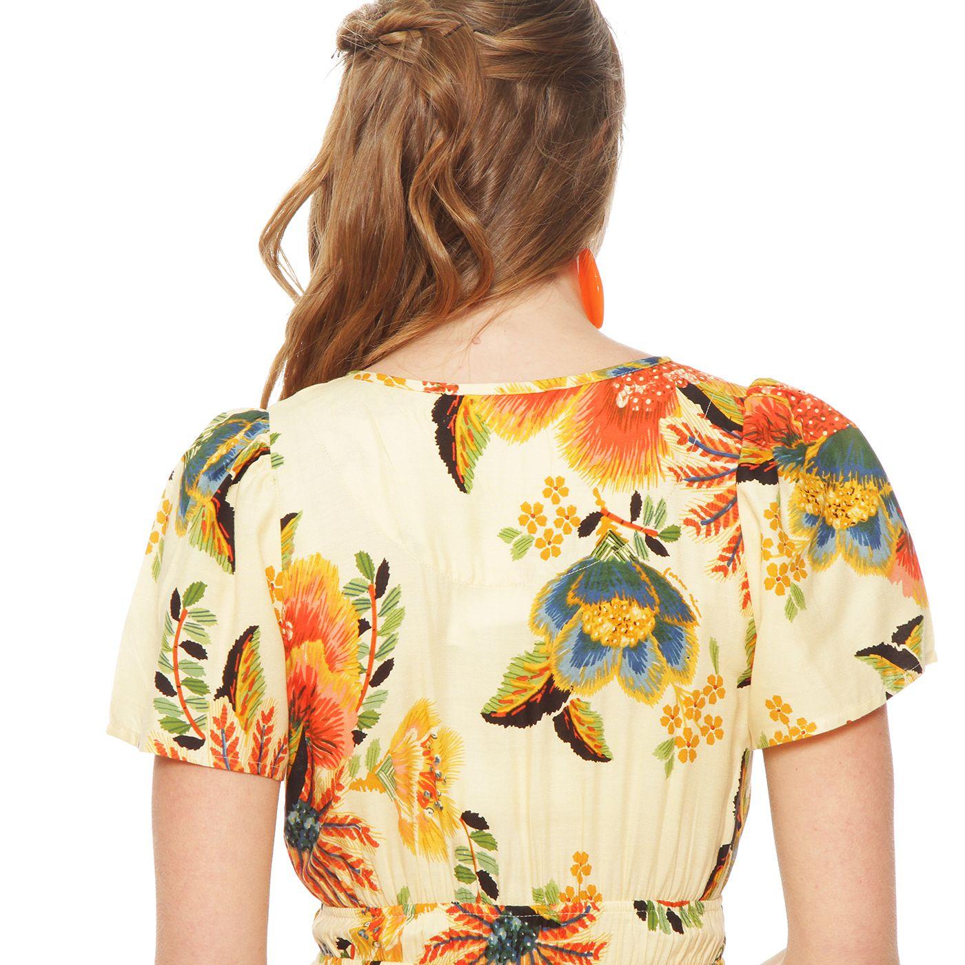 Vestido Manga Corta   Estampado Escote V-7