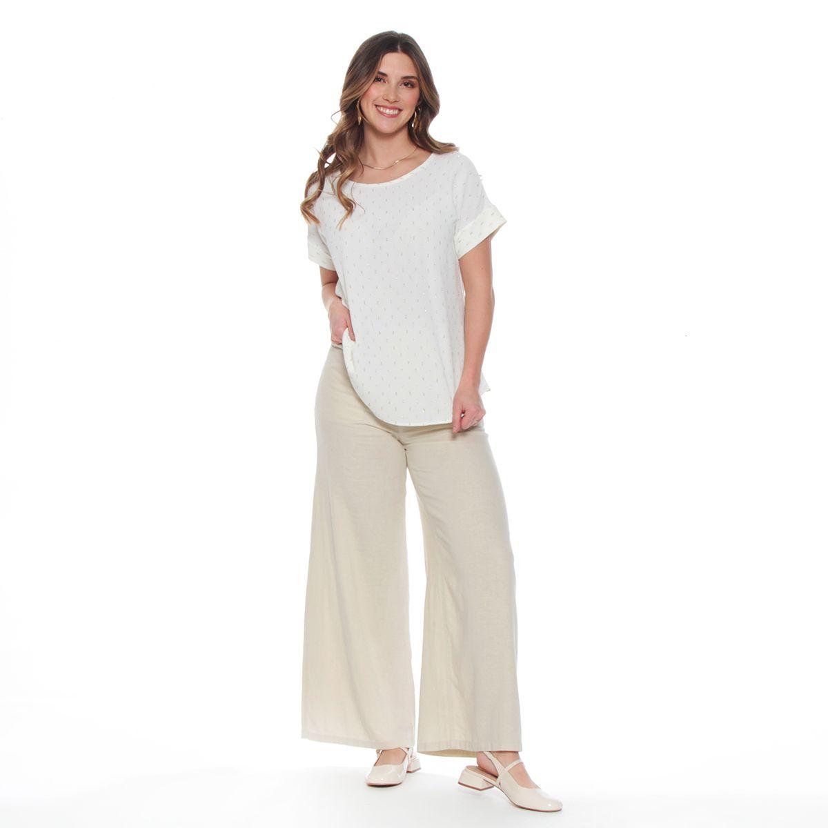 Blusa Manga Corta Escote Redondo Con Lurex-0