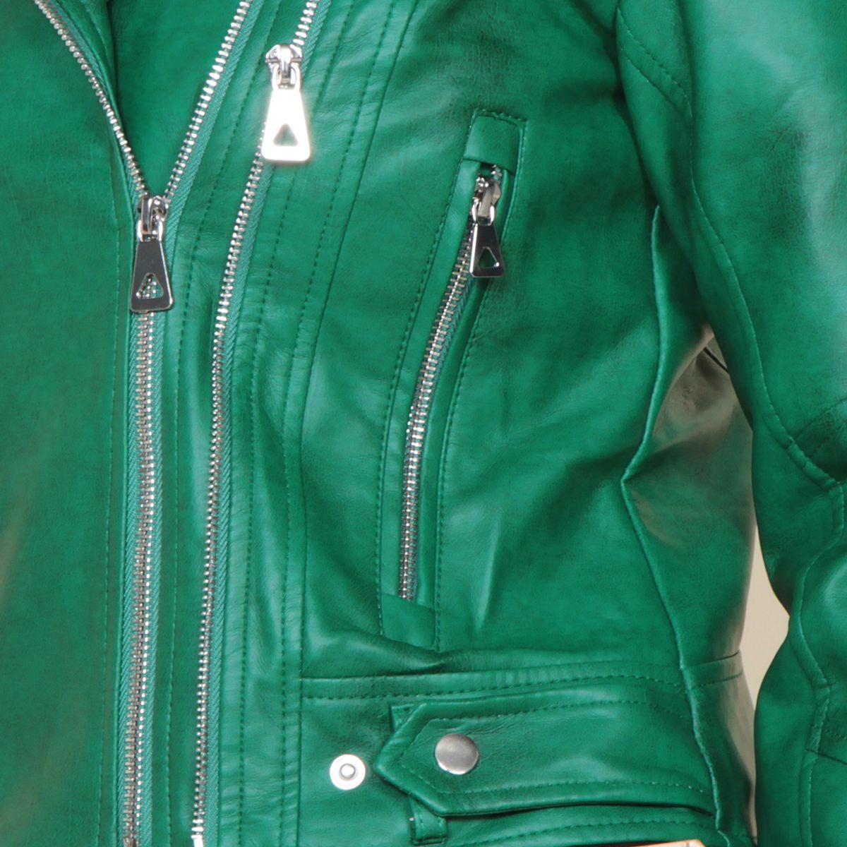 Chaqueta Motoquera Manga Larga De Cuero Ecologico-3