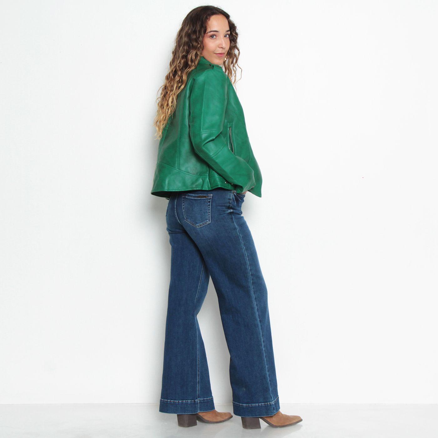 Chaqueta Motoquera Manga Larga De Cuero Ecologico-5