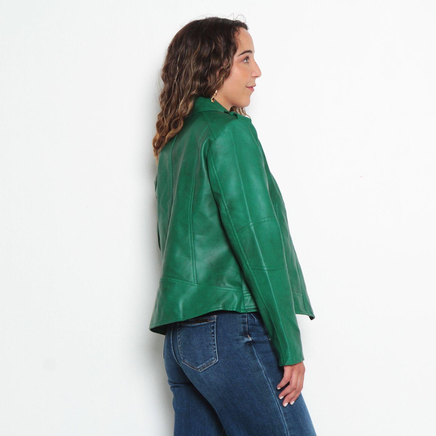 Chaqueta Motoquera Manga Larga De Cuero Ecologico-6