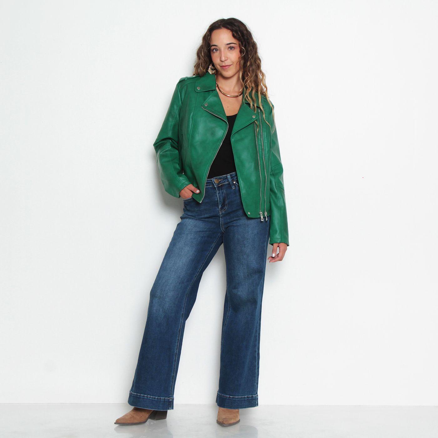 Chaqueta Motoquera Manga Larga De Cuero Ecologico-7