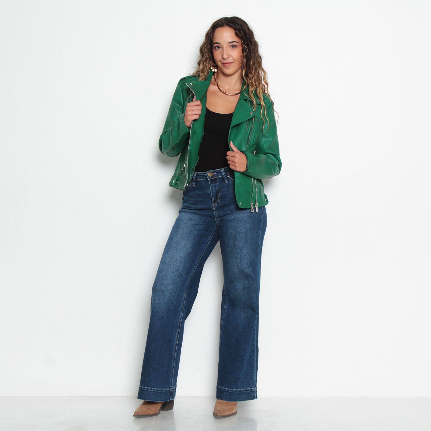 Chaqueta Motoquera Manga Larga De Cuero Ecologico-8