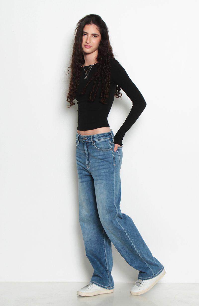 Jeans Recto Tiro    Alto Pretina   Basica 1 Boton-3