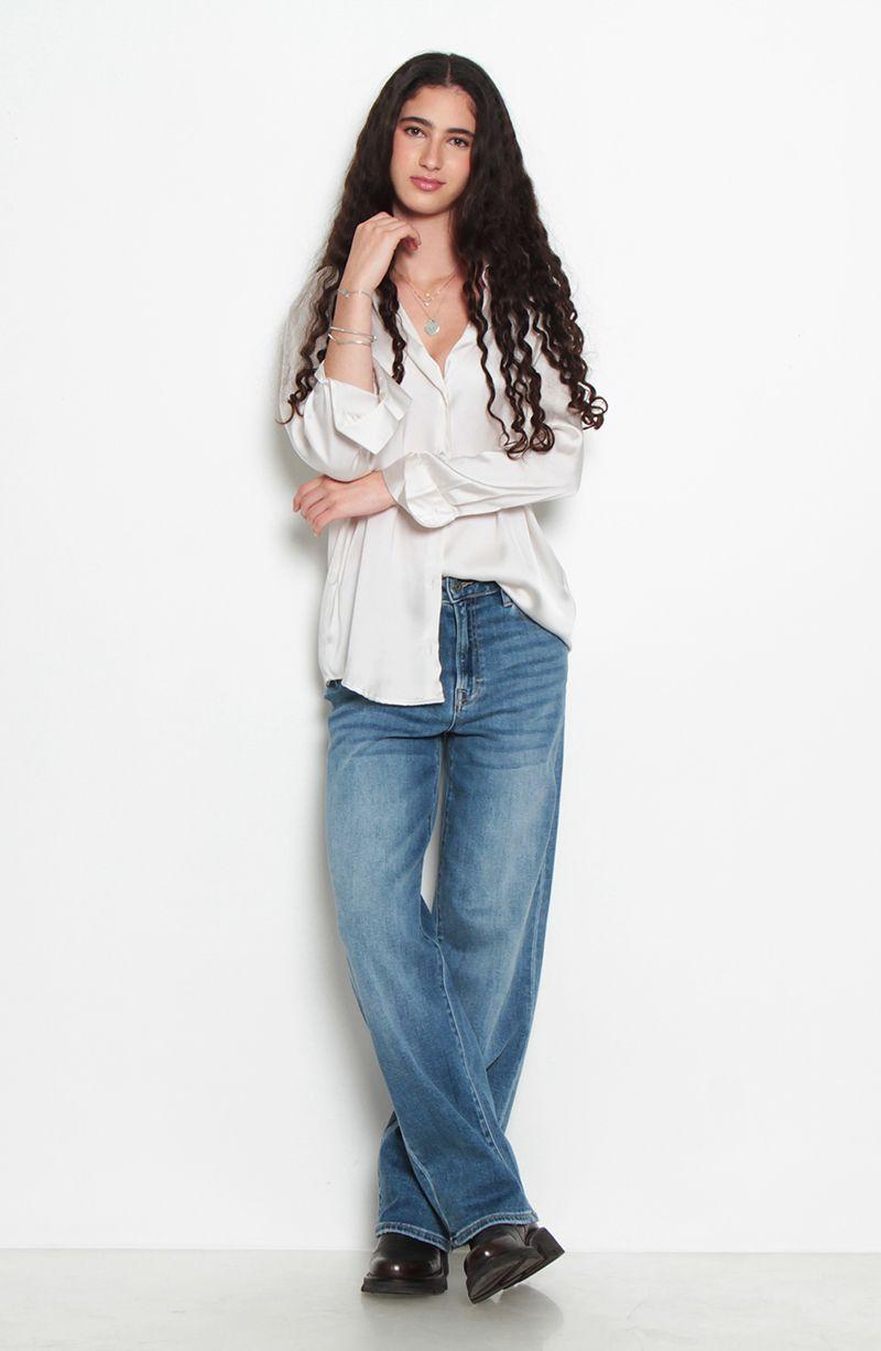 Jeans Recto Tiro    Alto Pretina   Basica 1 Boton-8