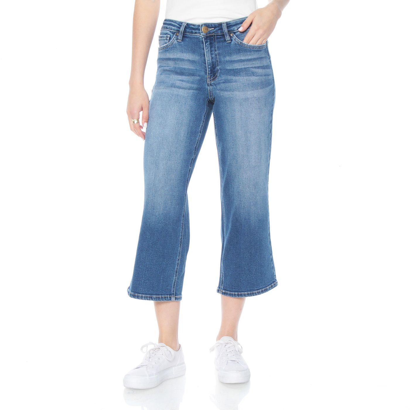 Jeans Crop Tiro Alto Pretina Basica 1  Boton-0