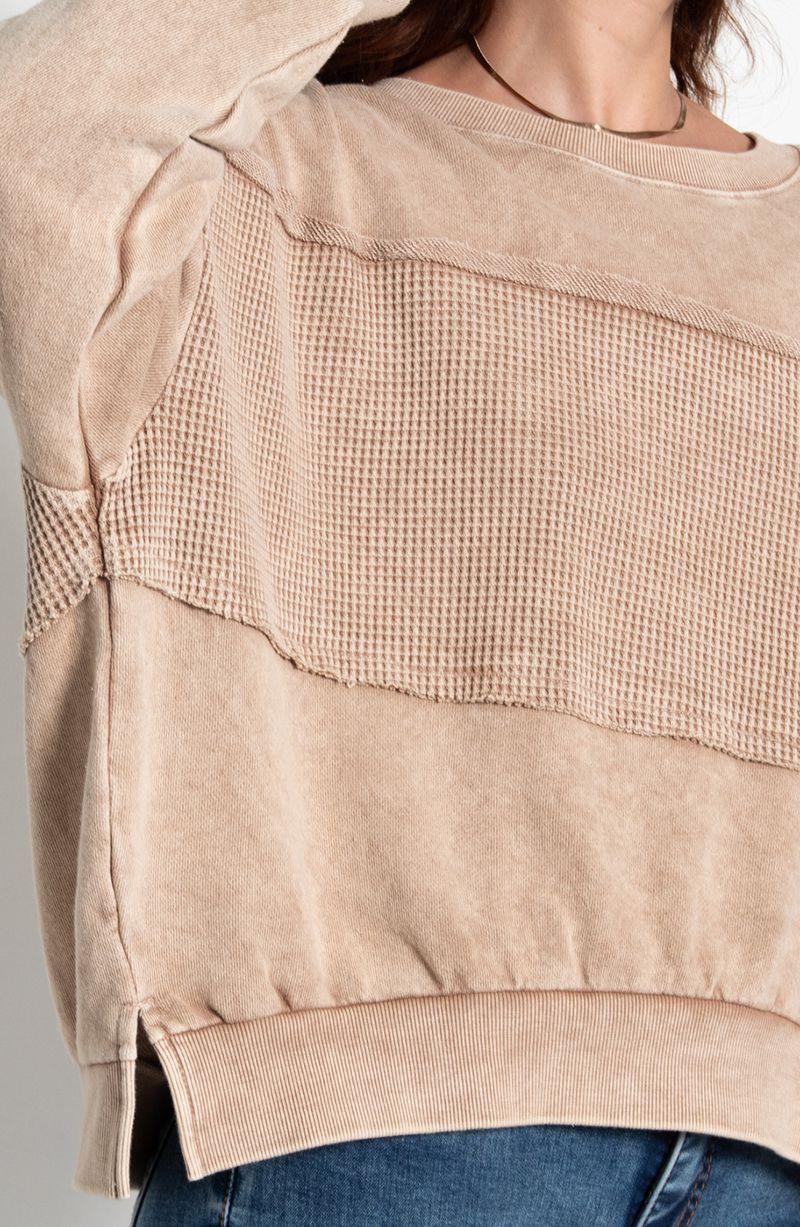 Sweater Acid Wash Manga Larga Escote Redondo Con Textura-2