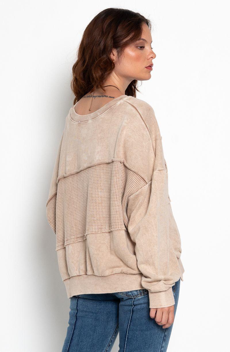 Sweater Acid Wash Manga Larga Escote Redondo Con Textura-4