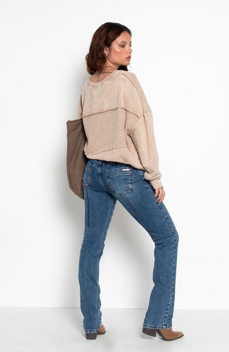 Sweater Acid Wash Manga Larga Escote Redondo Con Textura-5