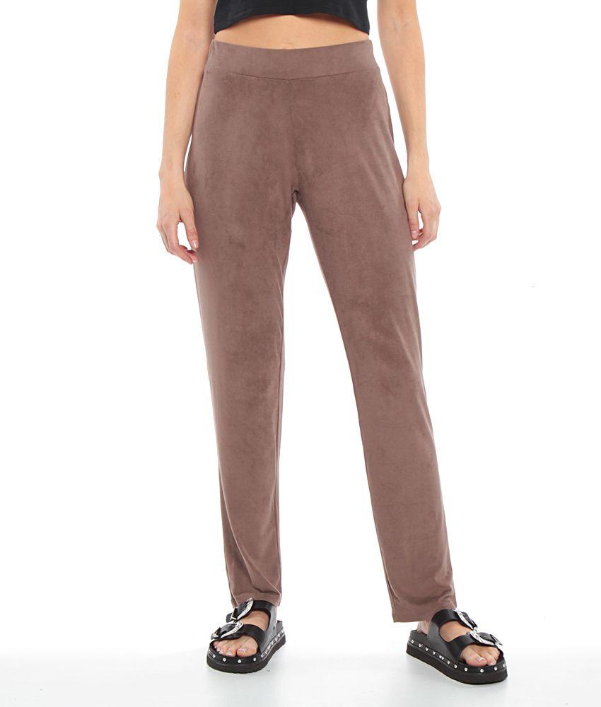 Pantalon Basico Sin Bolsillos Con Cintura Elasticada-0