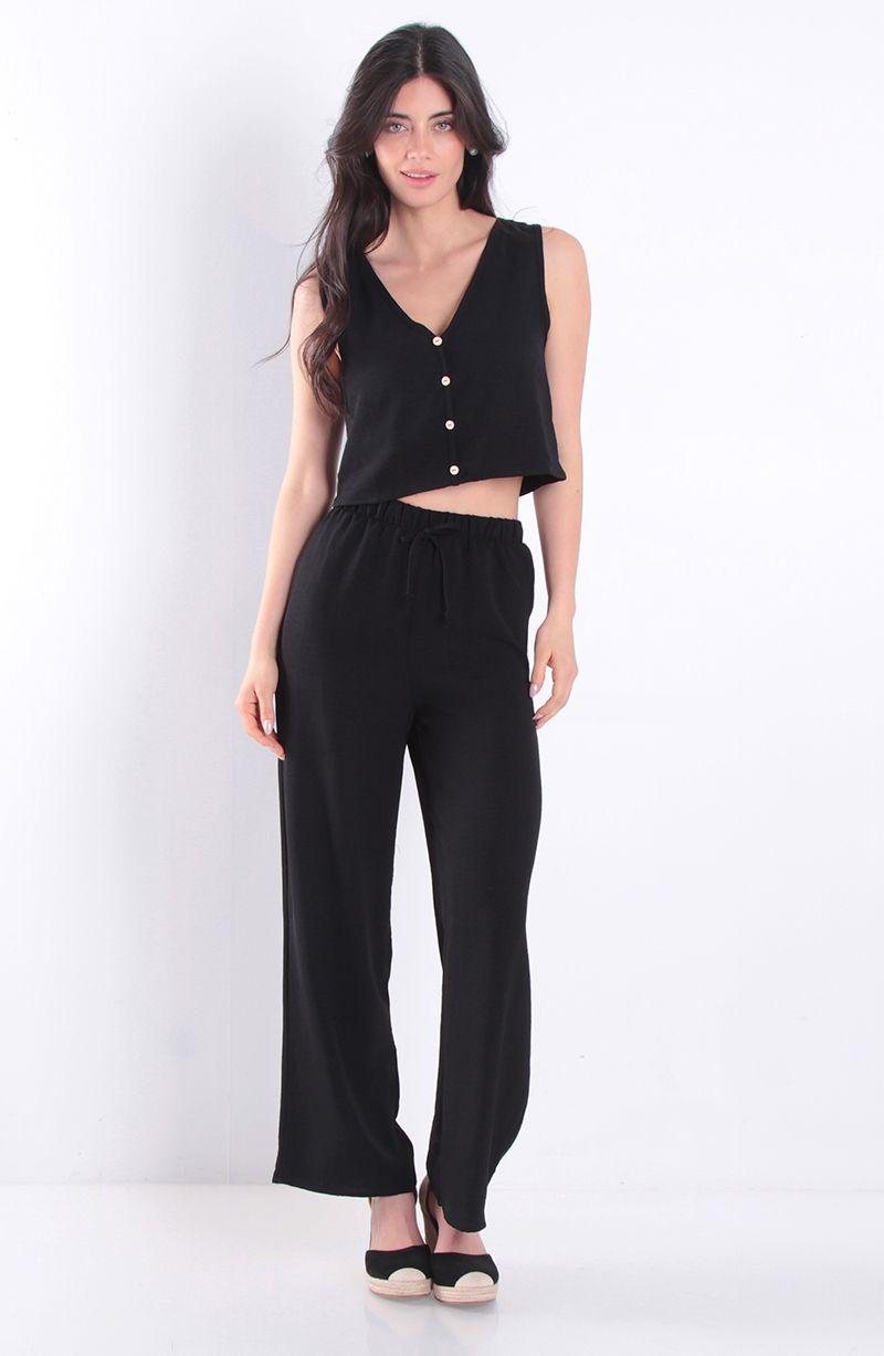 Blusa Sin Manga Abotonada En Delantero Escote V-1