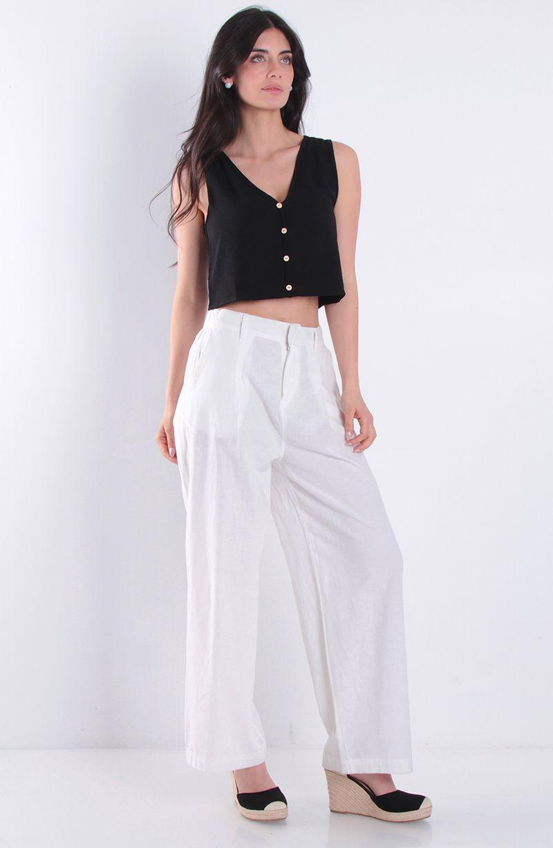 Blusa Sin Manga Abotonada En Delantero Escote V-4