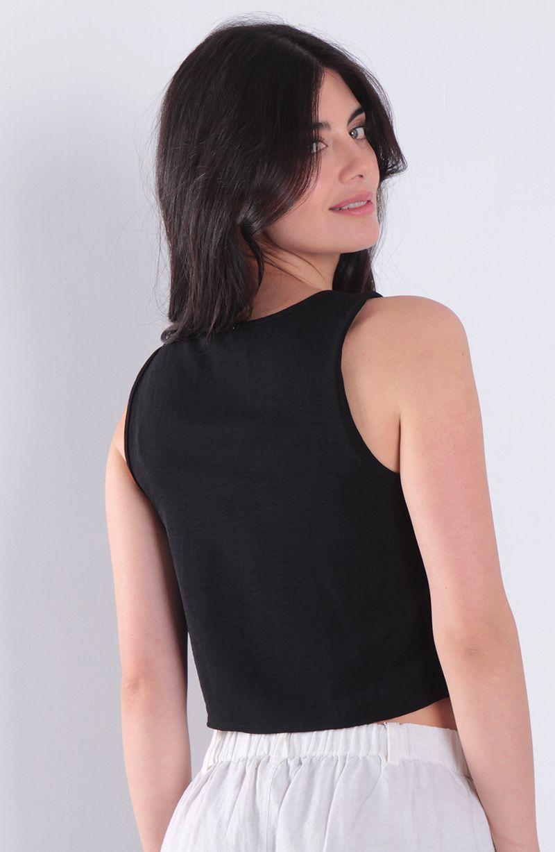 Blusa Sin Manga Abotonada En Delantero Escote V-5