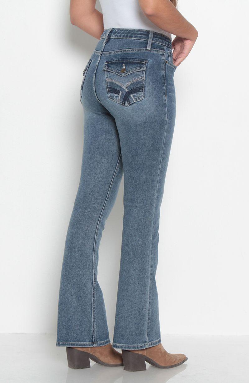 Jeans Recto Tiro Medio Pretina Baica 1 Boton Con Tapateas En Bolsillo-7
