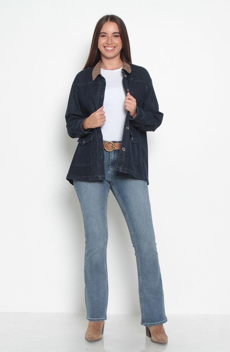 Jeans Recto Tiro Medio Pretina Baica 1 Boton Con Tapateas En Bolsillo-9