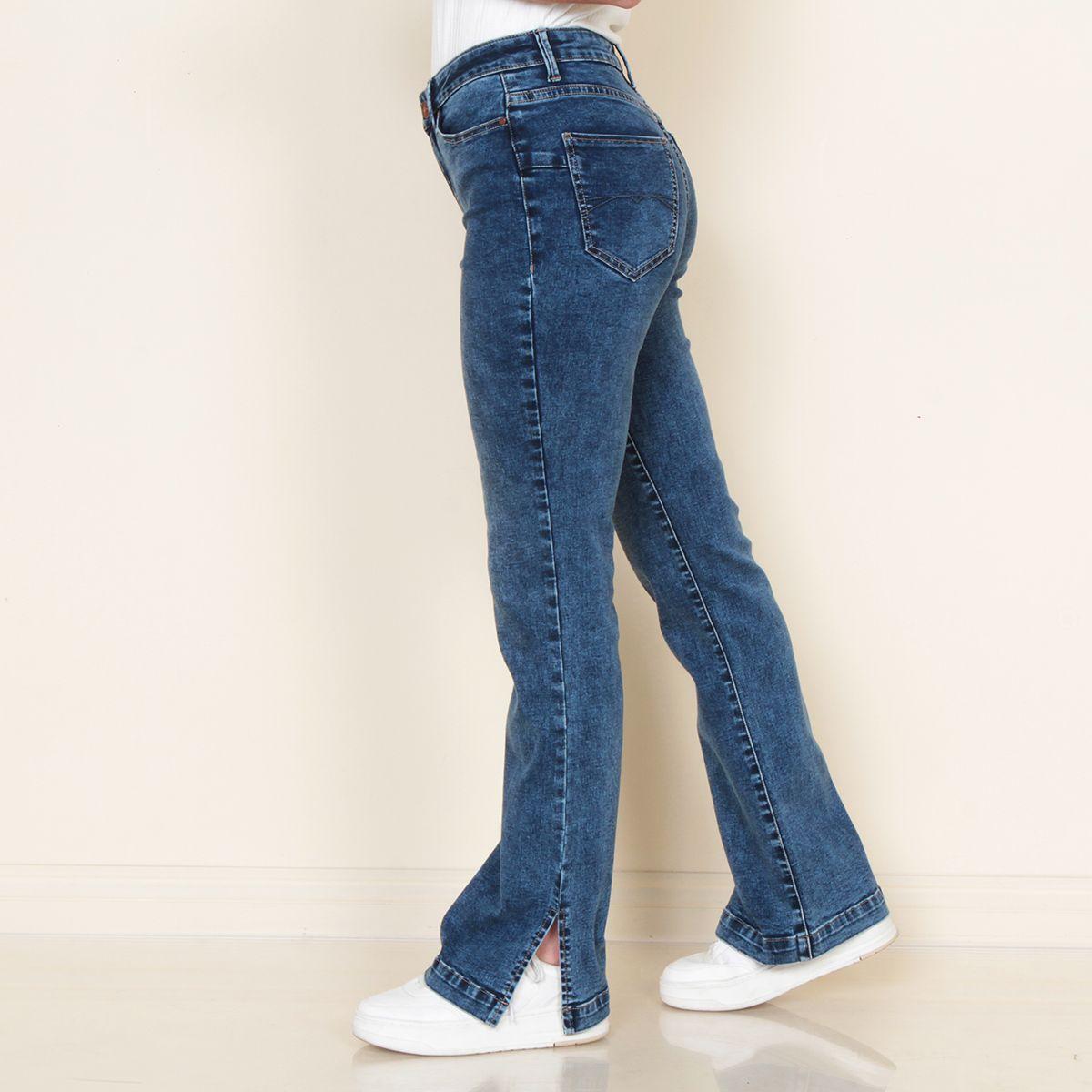 Jeans Recto Tiro Alto Pretina Basica 1 Boton Detalle Parte Baja-2