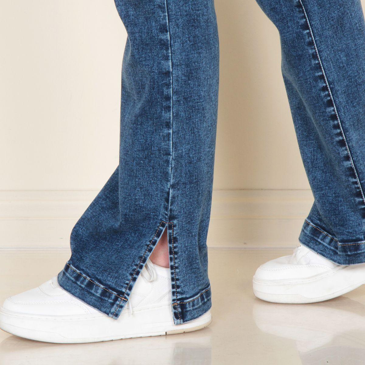 Jeans Recto Tiro Alto Pretina Basica 1 Boton Detalle Parte Baja-3