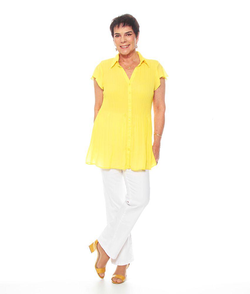 Blusa Plisada Abotonada Manga Corta-3