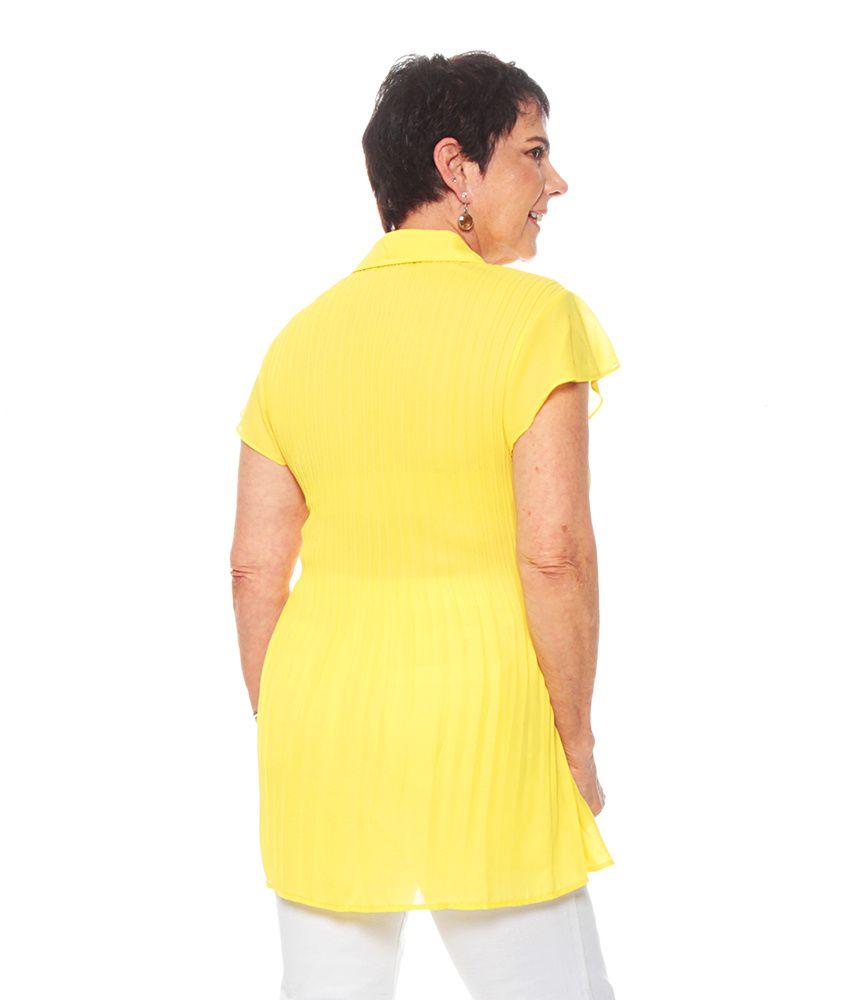 Blusa Plisada Abotonada Manga Corta-5