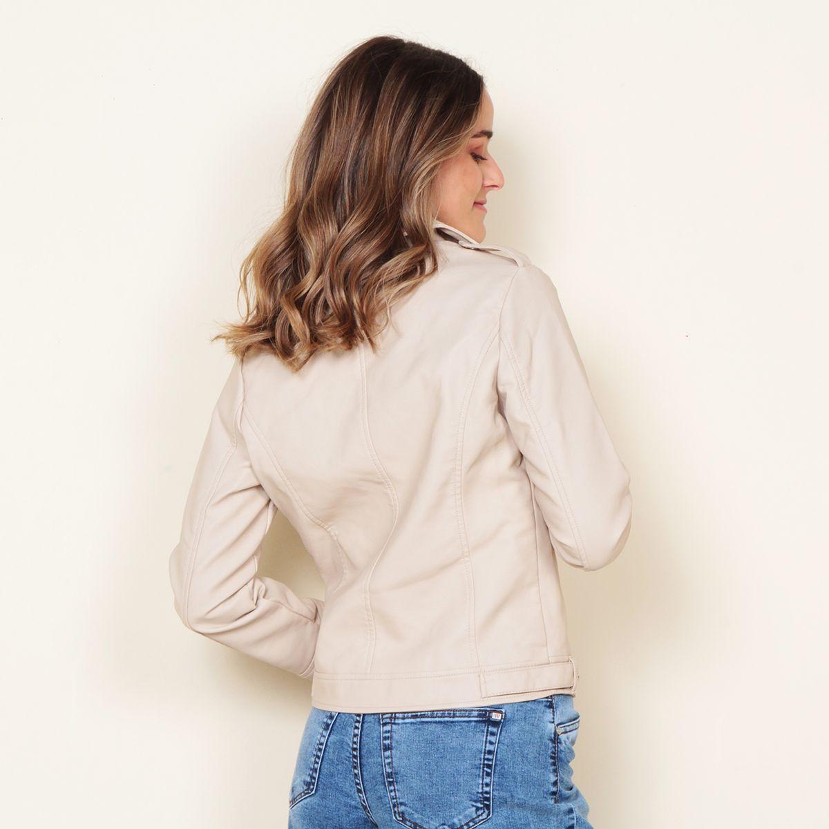 Chaqueta Manga Larga Cuero Ecologico Con Cierre-6