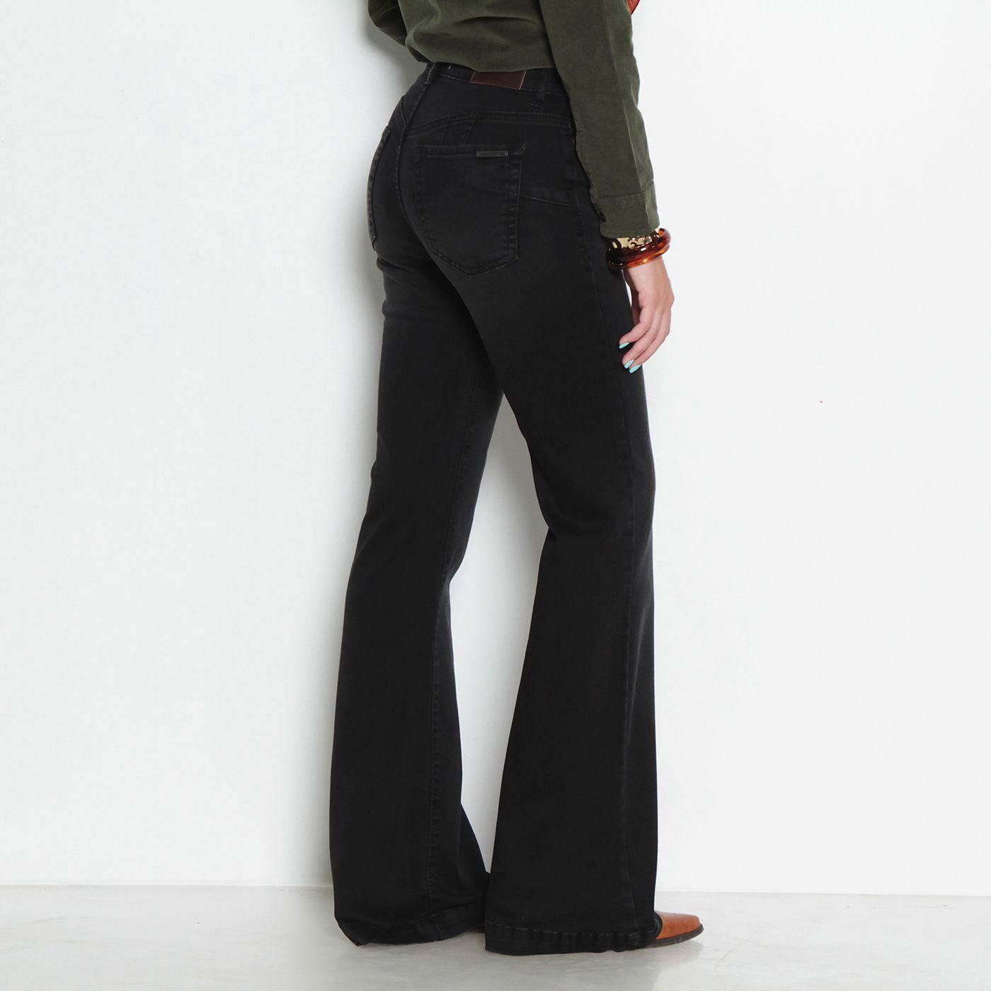 Jeans Tiro Alto Flare  Pretina Basica Un Boton-5