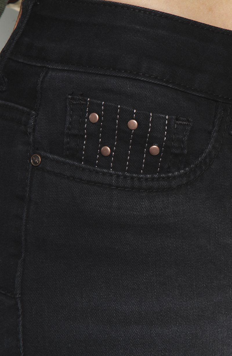 Jeans Tiro Alto Flare  Pretina Basica Un Boton-2