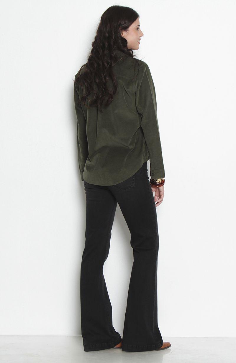 Jeans Tiro Alto Flare  Pretina Basica Un Boton-7