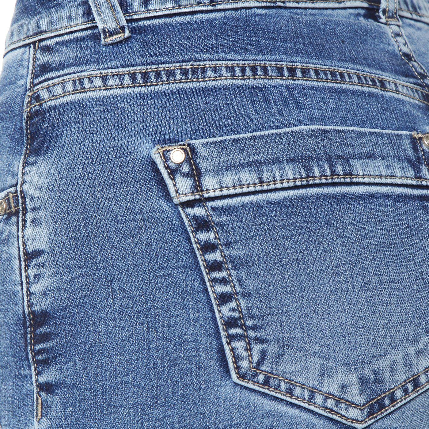 Jeans Recto Tiro Alto Pretina Basic 1 Boton Aplicacion Bordado Y Stras-9