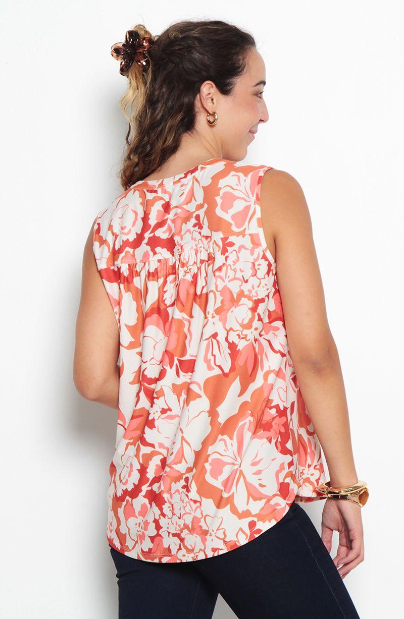 Blusa Sin Manga Estampada Escote V-1