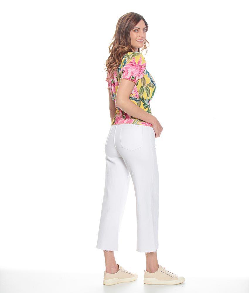 Blusa Manga Corta Estampada  Cintura Y Manga  Elasticada-5