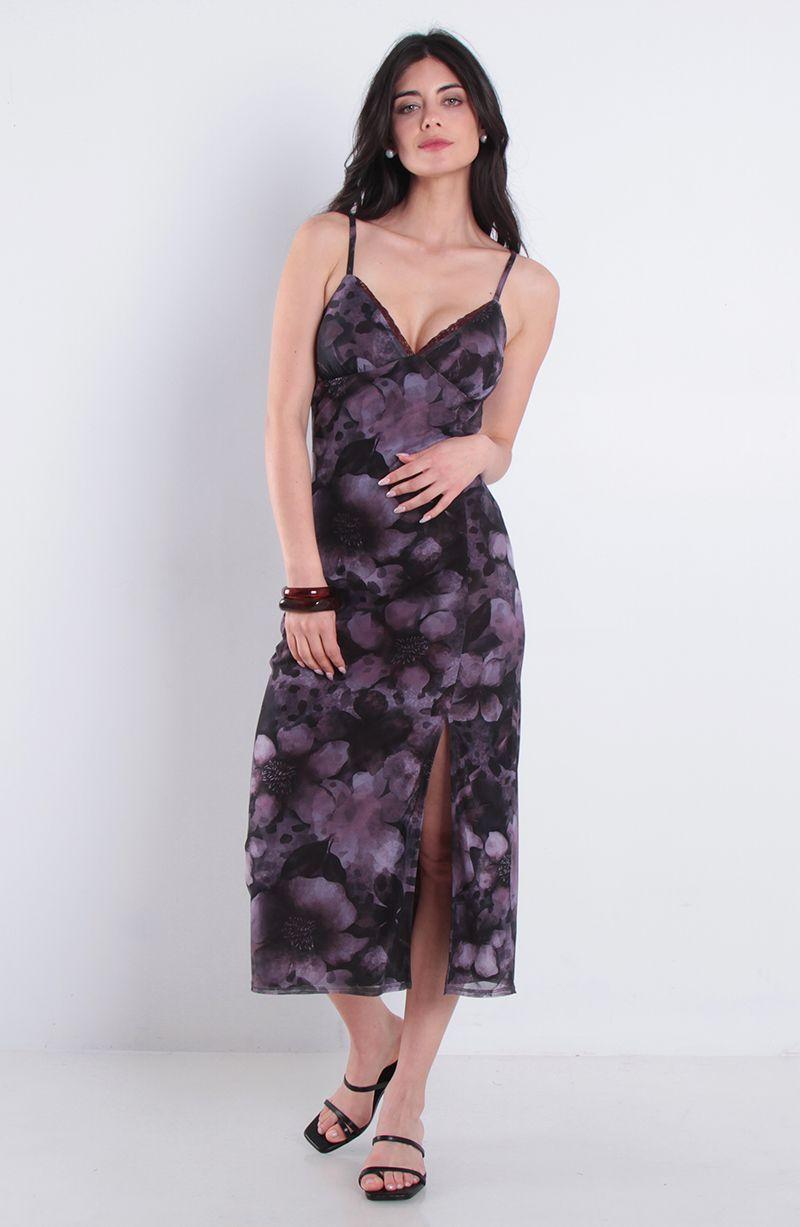Vestido Largo Estampado Sin Mangas Cuello En V-0