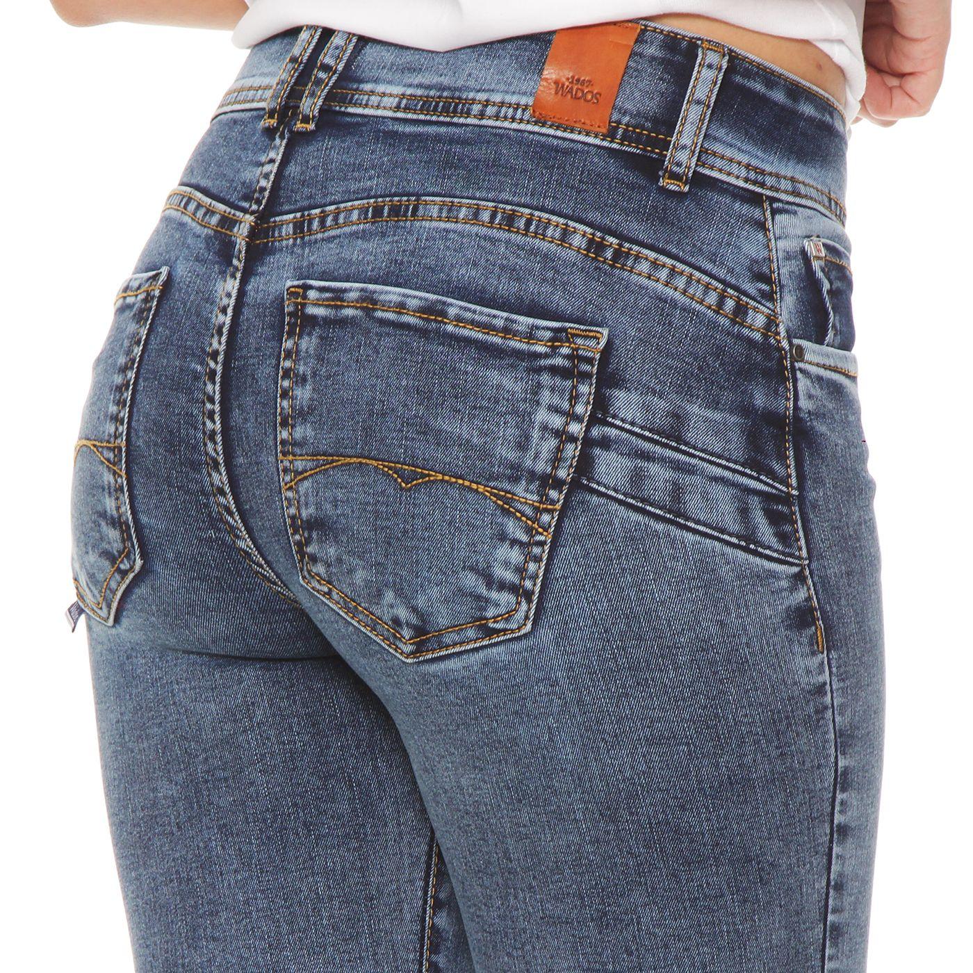 Jeans Slim Tiro Alto  Push Up  Pretina Media 2 Botones-5