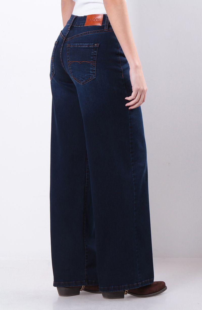Jeans Basico Wide Tiro Medio Pretina Un   Boton-5