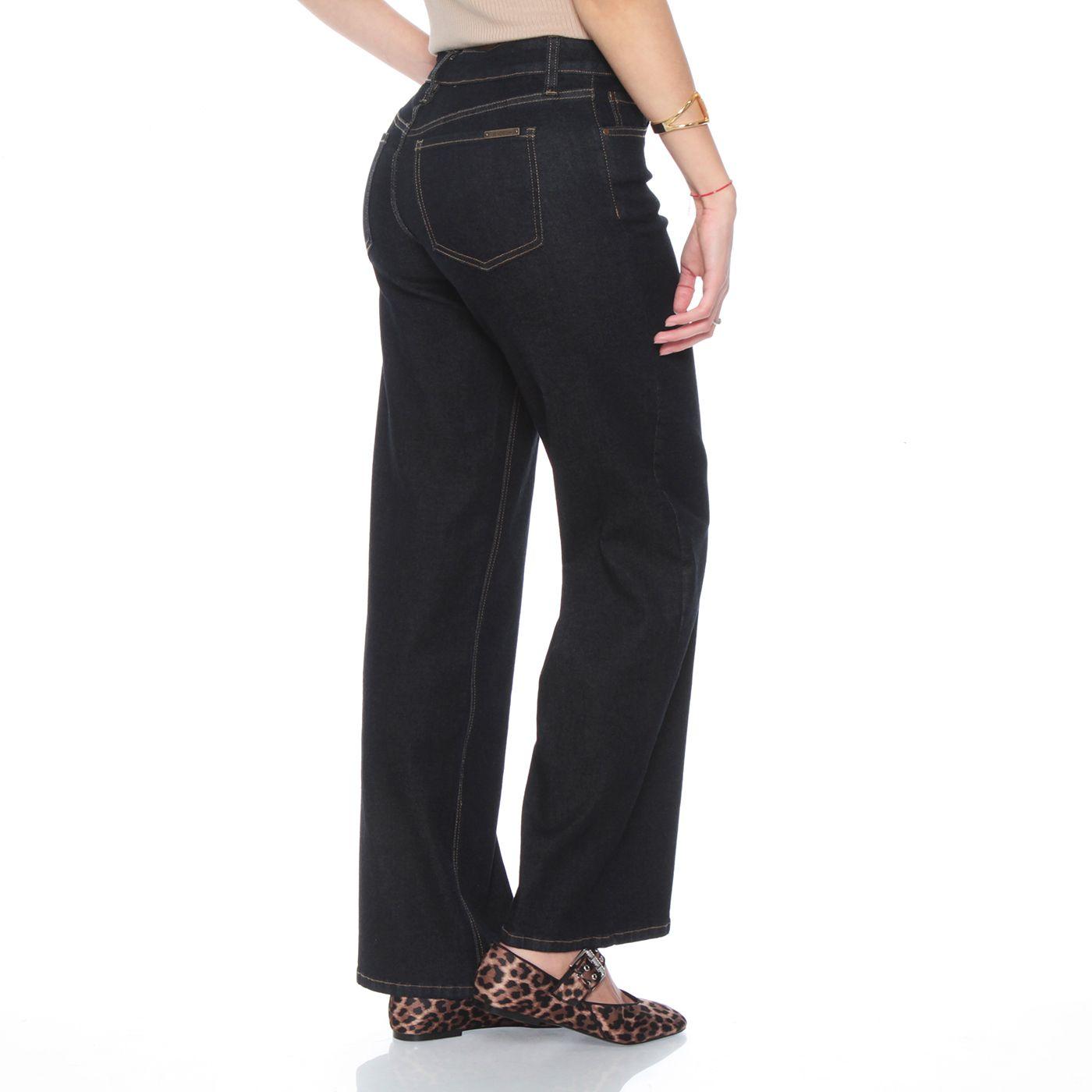 Jeans Wide Leg Cuffed Tiro Alto Pretina Basica 1 Boton-4