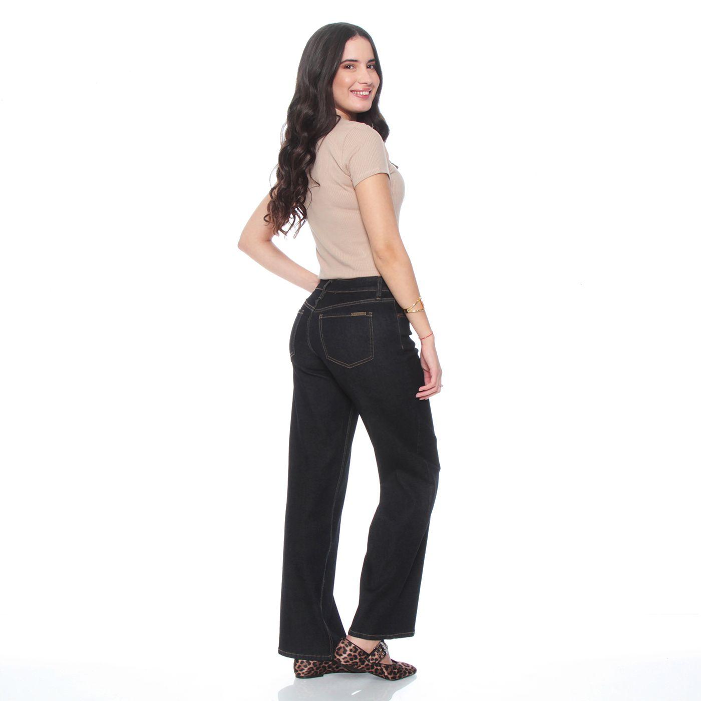 Jeans Wide Leg Cuffed Tiro Alto Pretina Basica 1 Boton-6