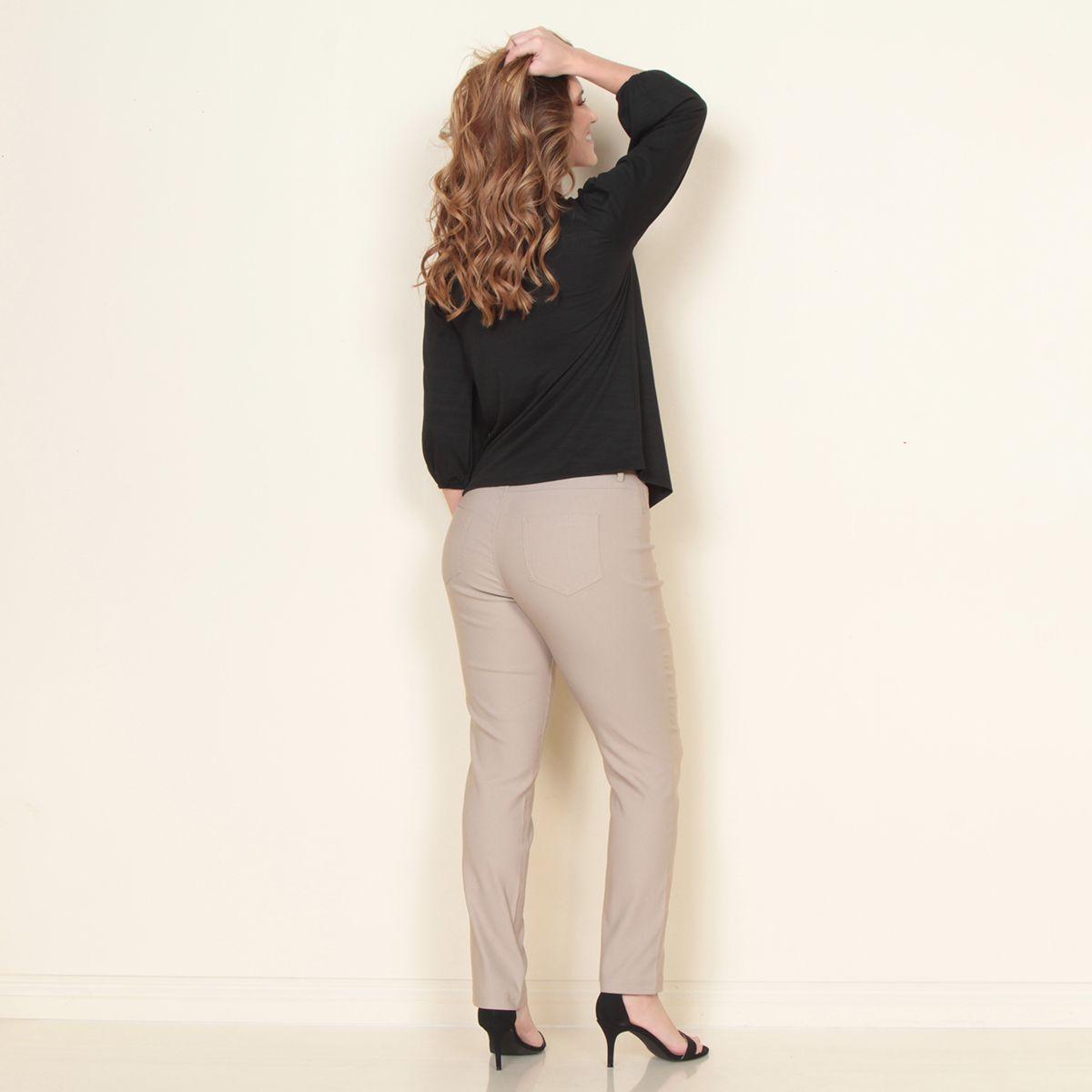 Blusa Manga 3/4 Solido Abotonada En El Delantero Escote V-7