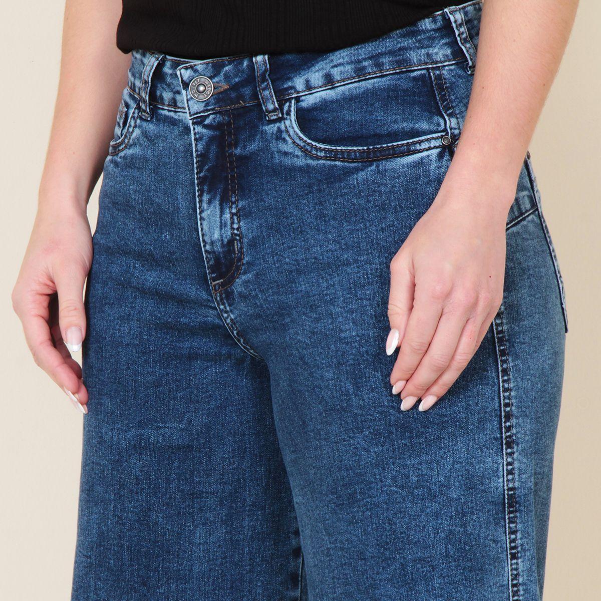 Jeans Wide Leg Tiro Alto Bolsillo Huaso Pretina Basica 1 Boton-2