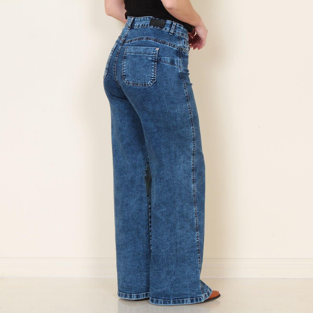 Jeans Wide Leg Tiro Alto Bolsillo Huaso Pretina Basica 1 Boton-8
