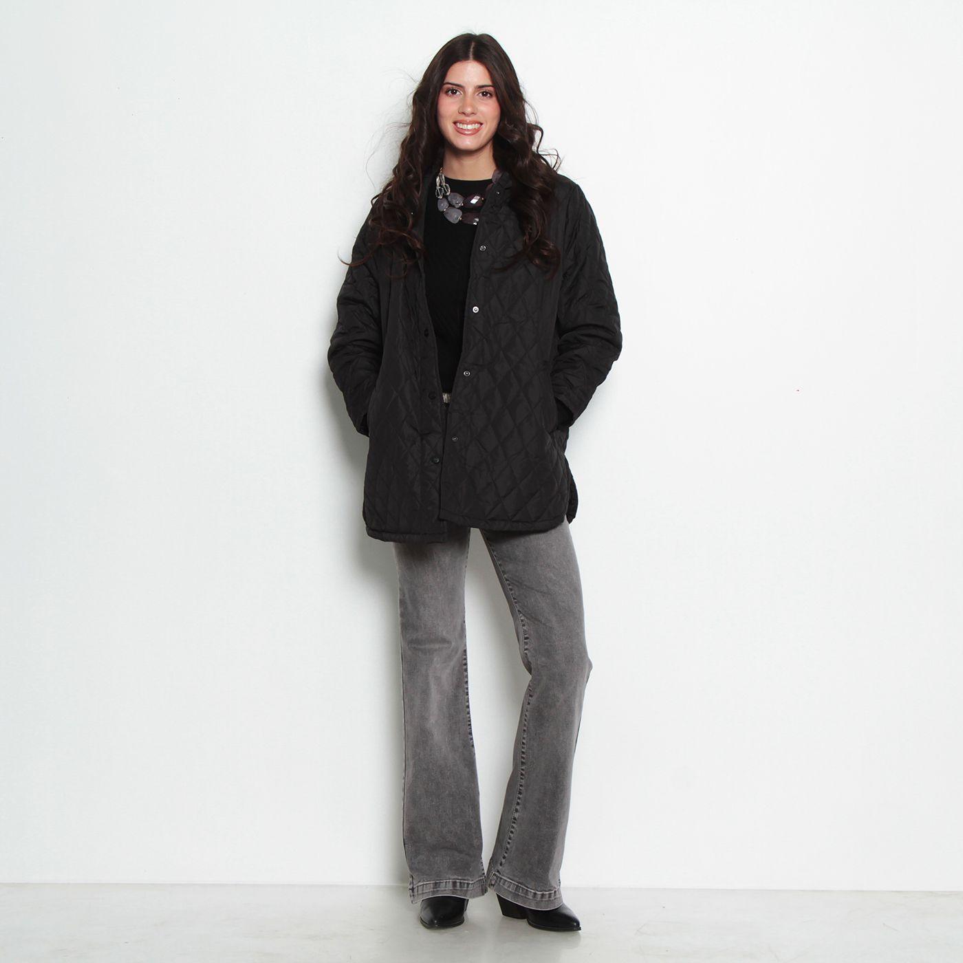 Parka Quilt Manga Larga Con Capucha Abrochada En Delantero-7