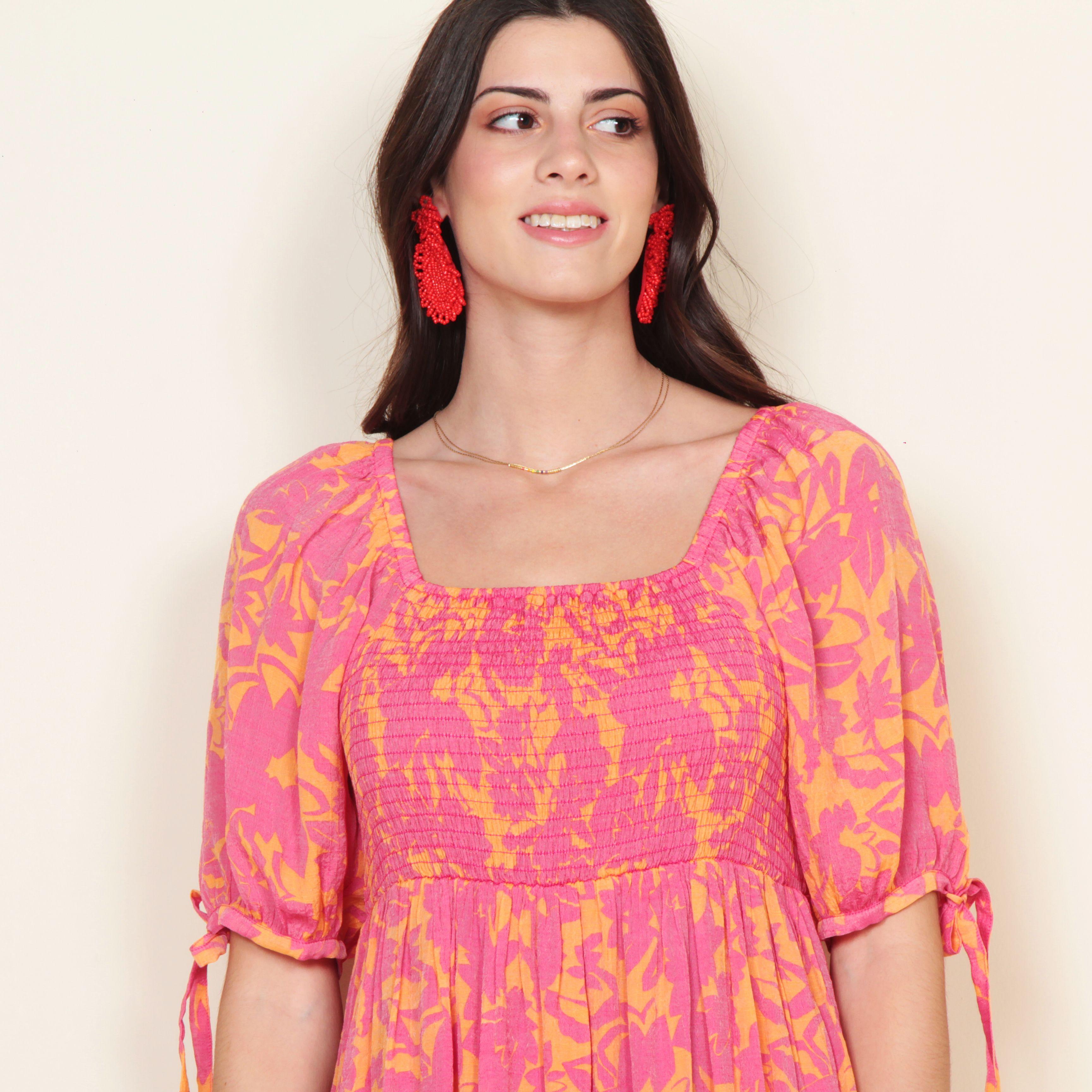 Vestido Manga Corta Estampada-2