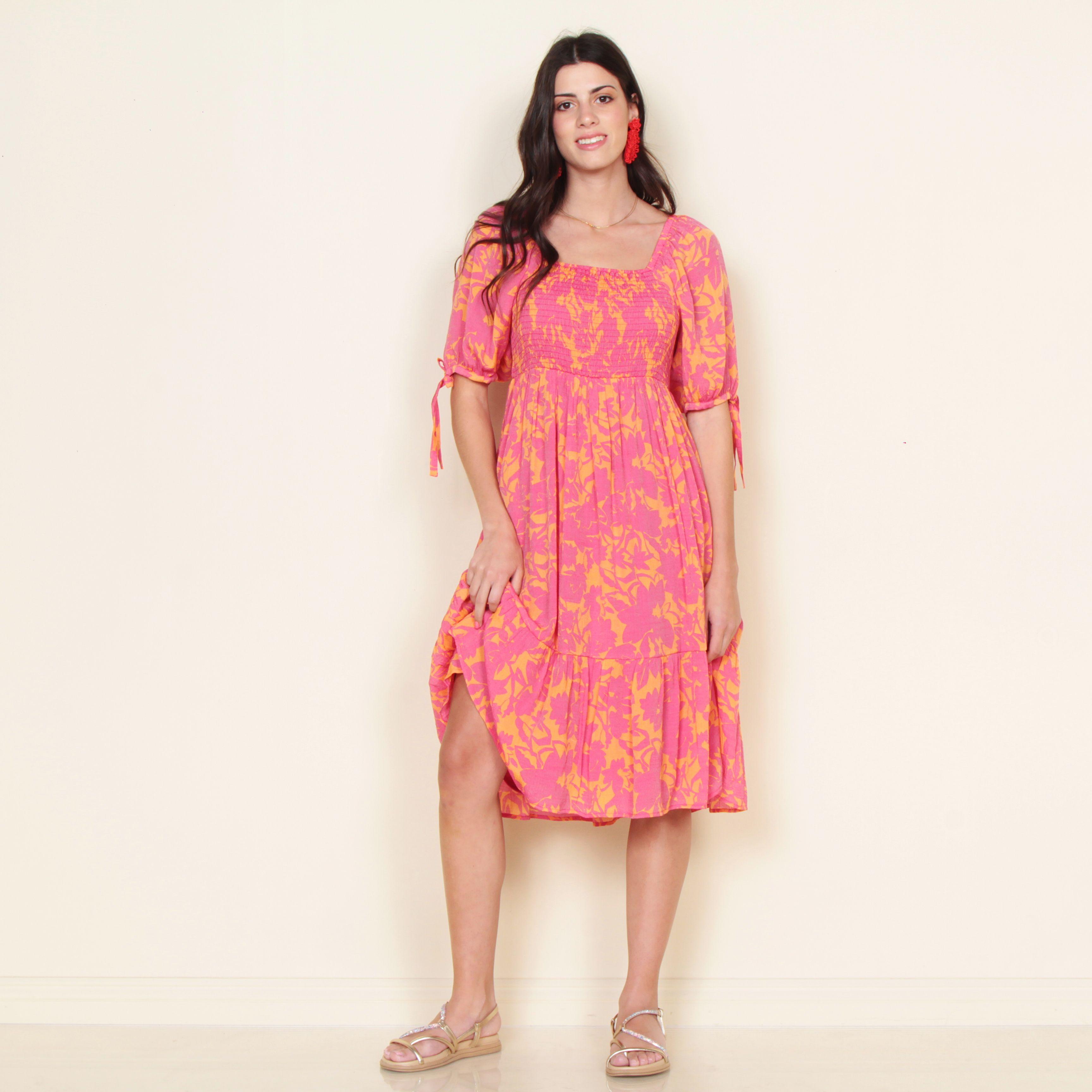 Vestido Manga Corta Estampada-3