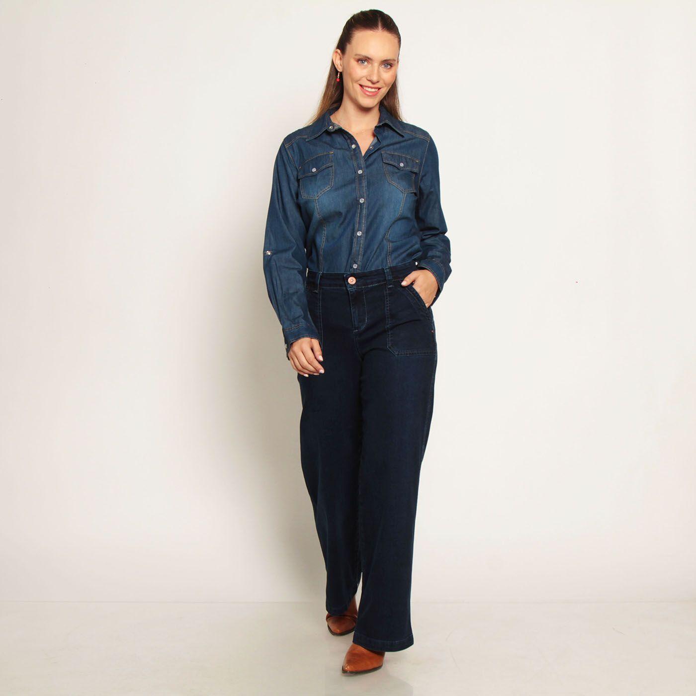 Jeans Cargo Recto Tiro Alto Pretina Un Boton-2