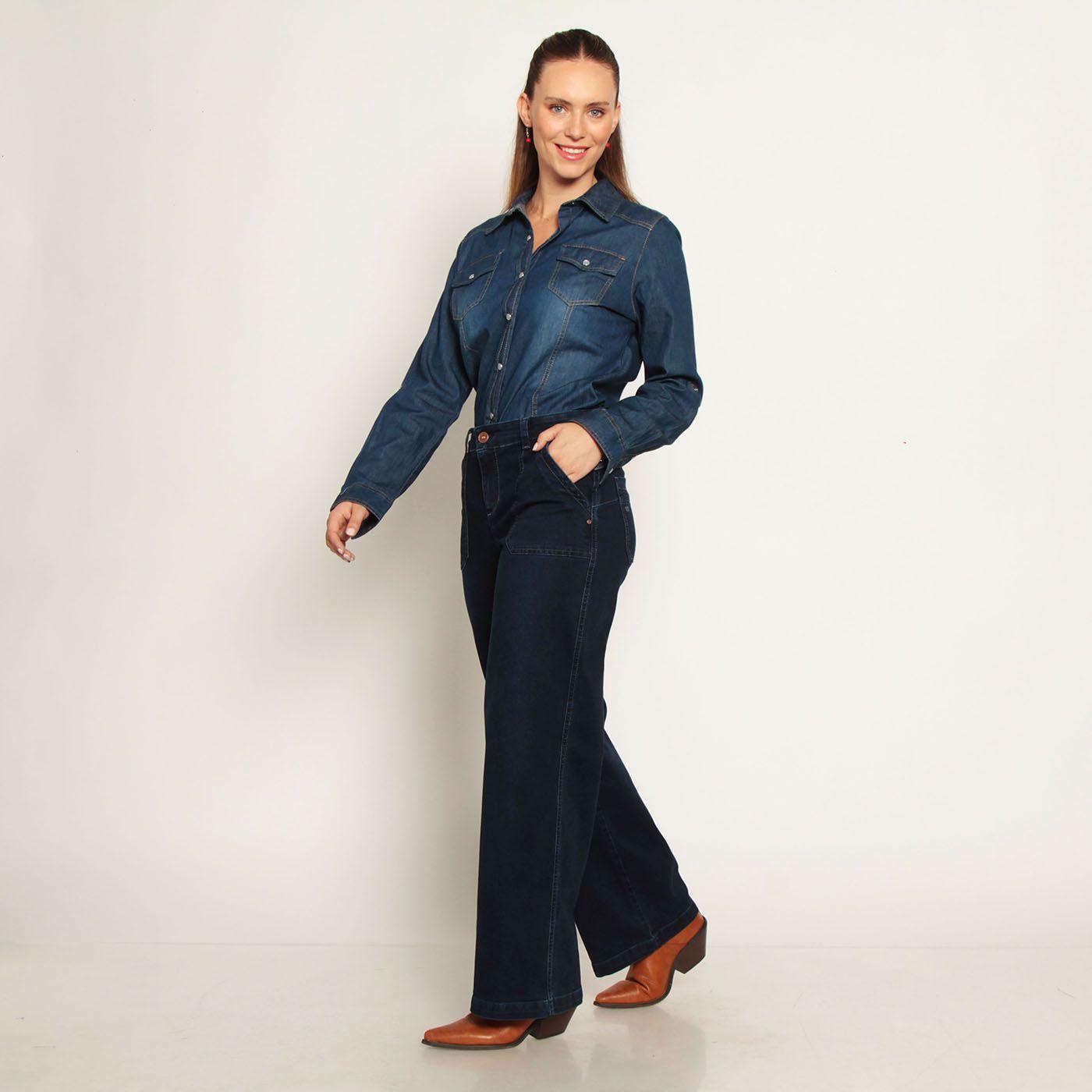 Jeans Cargo Recto Tiro Alto Pretina Un Boton-3